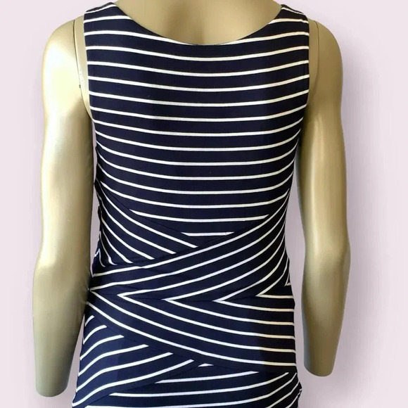 Philosophy Sleeveless Tank Shift Dress Stretchy Knit Size L Navy White Stripes - Picture 11 of 16